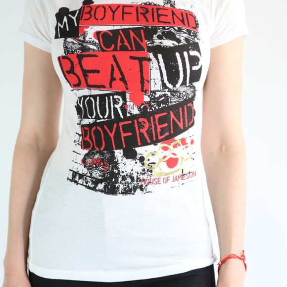 My boyfriend can beat up your boyfriend HOJ tee - Picture 3 of 5